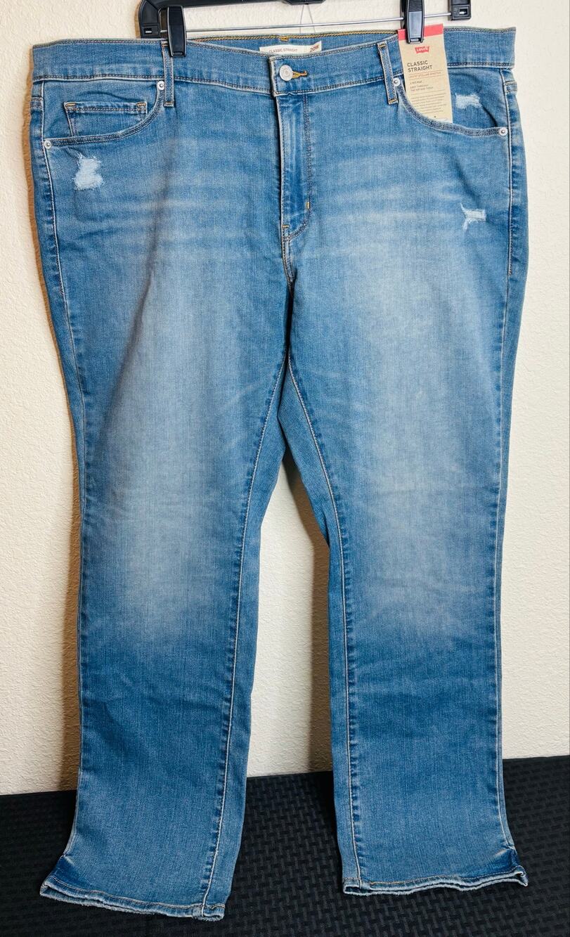 Levi's NWT Straight Distressed Denim Jeans, Stellar Stretch, Women Size 20W